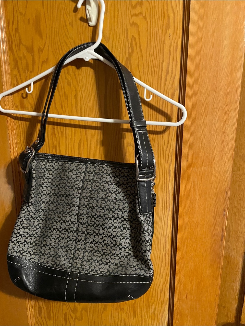 Classic Black Coach Patterned Shoulder Bag